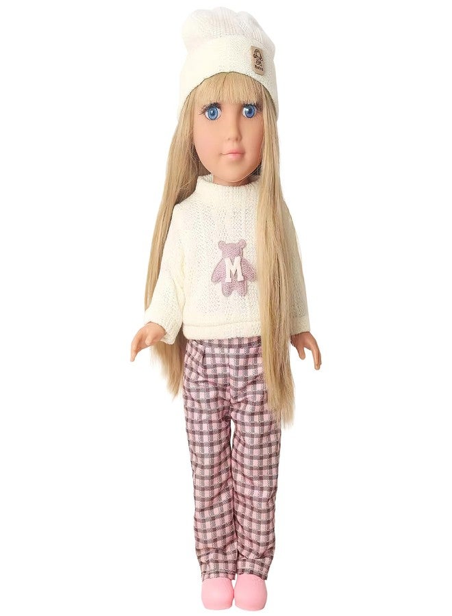 18INDC 18 Inch Girl Doll Set with 4 Accessories-Knit Top, Plaid Wide-Leg Pants, Shoes, Knit Hat-Perfect for 18 Inch Dolls, an Ideal Gift for Girls and Children (Doll Included). - Image 1